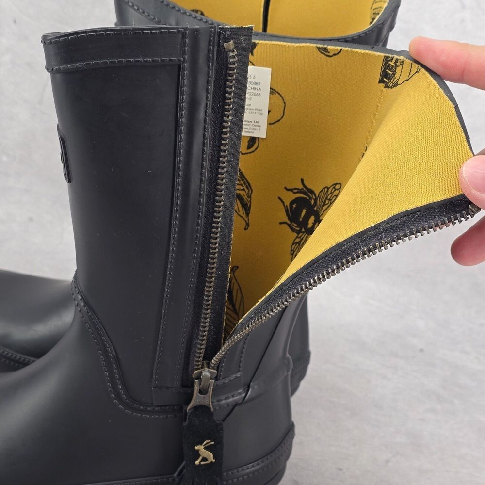 New Joules Rain Boots Mid Calf Rosalind Black‎ Boots Size US: 5 UK: 3 - Picture 8 of 14